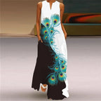 Sleeveless Printed Long Dress — Vintage Summer Style