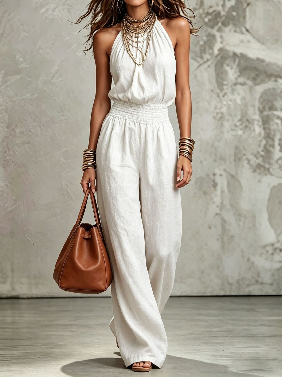 Mono Peto Ancho Estilo Retro Europeo – Conjunto Casual Vintage
