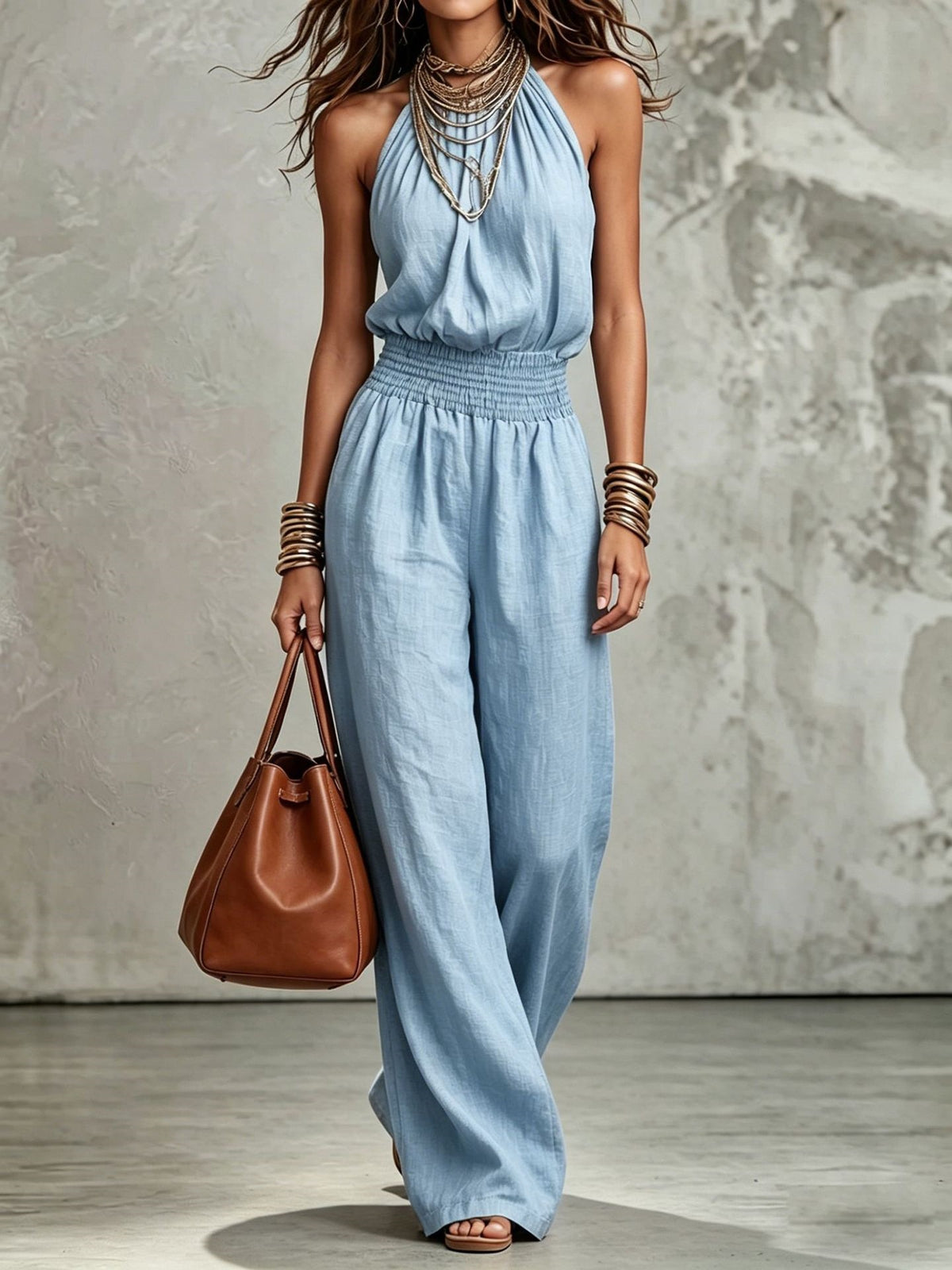 Mono Peto Ancho Estilo Retro Europeo – Conjunto Casual Vintage