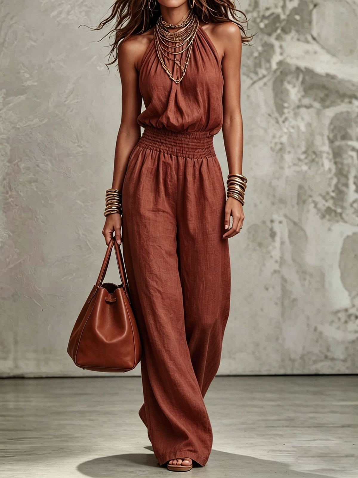 Mono Peto Ancho Estilo Retro Europeo – Conjunto Casual Vintage