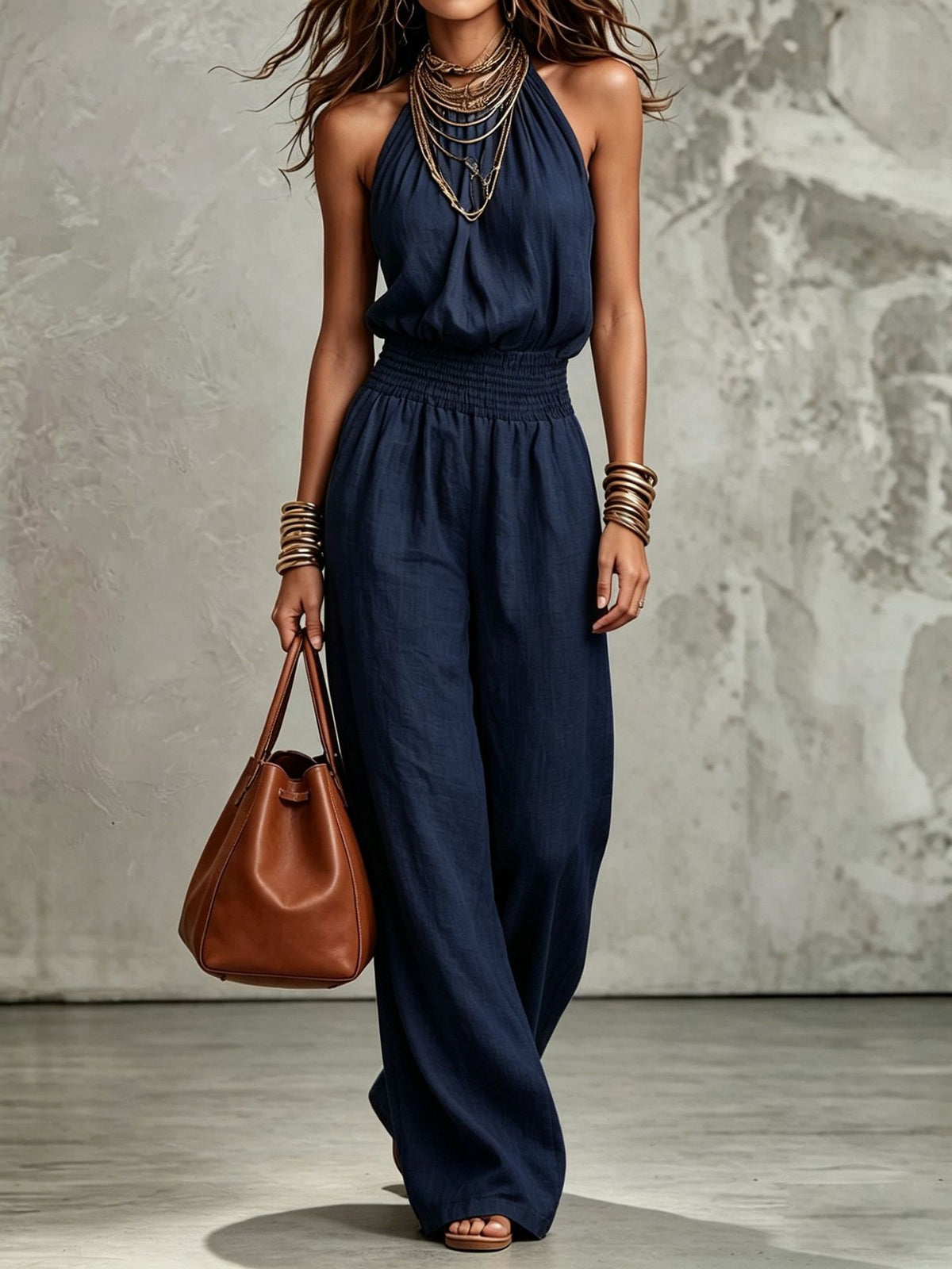 Mono Peto Ancho Estilo Retro Europeo – Conjunto Casual Vintage