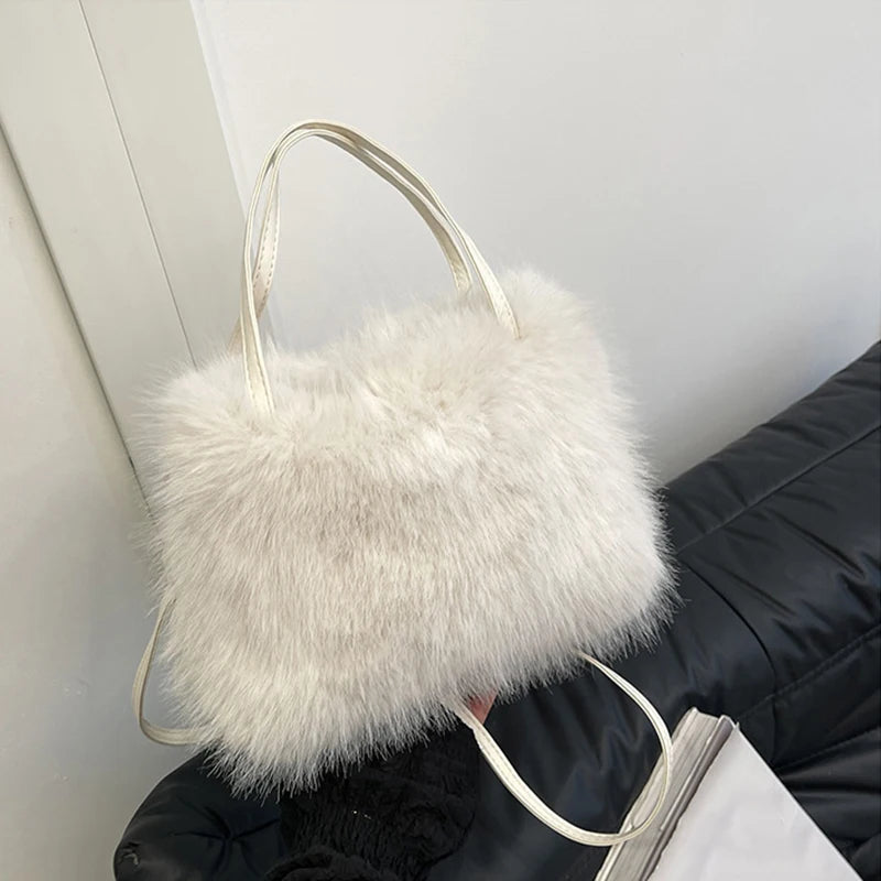 Bolso Esponjoso con Asa de Perla – Crossbody Casual Invierno