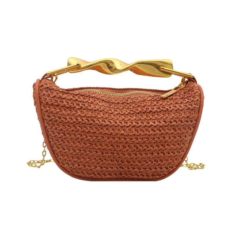 Wicker Bag with Metal Handle – Half Moon Beach