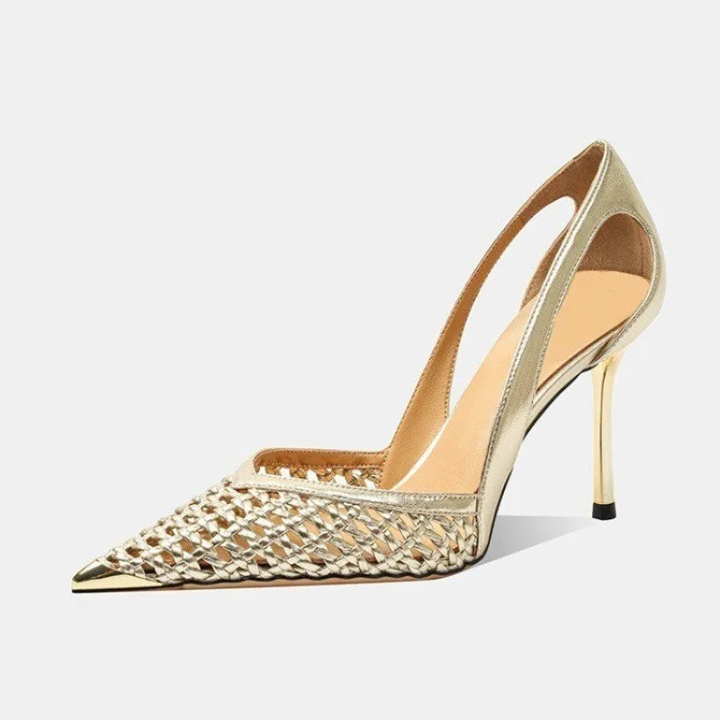 Sandalia Slingback con Brillos – Tacón Medio