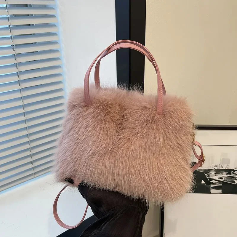 Bolso Esponjoso con Asa de Perla – Crossbody Casual Invierno