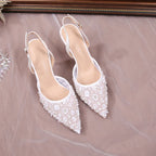 Sandalia de Novia con Encaje Floral – Tira Trasera
