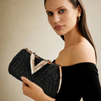 Bolso de Fiesta con Rhinestone – Clutch Plateado de Novia