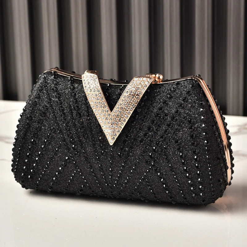 Bolso de Fiesta con Rhinestone – Clutch Plateado de Novia