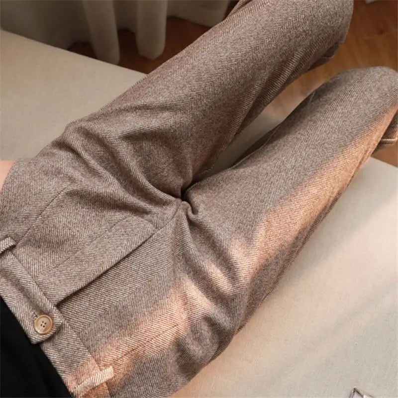 Pantalón de Cintura Alta para Mujer — Estilo Harem Casual de Oficina, Moda Coreana