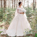 Satin V-Neck Off-Shoulder Wedding Dress