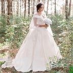 Satin V-Neck Off-Shoulder Wedding Dress