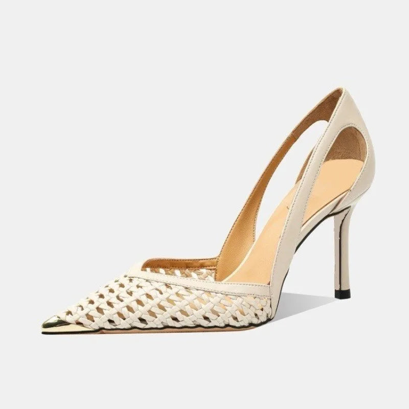 Sandalia Slingback con Brillos – Tacón Medio