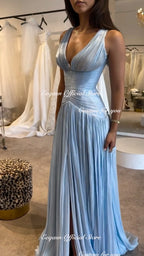 A-Line Long Party Dress with Slit — Customizable
