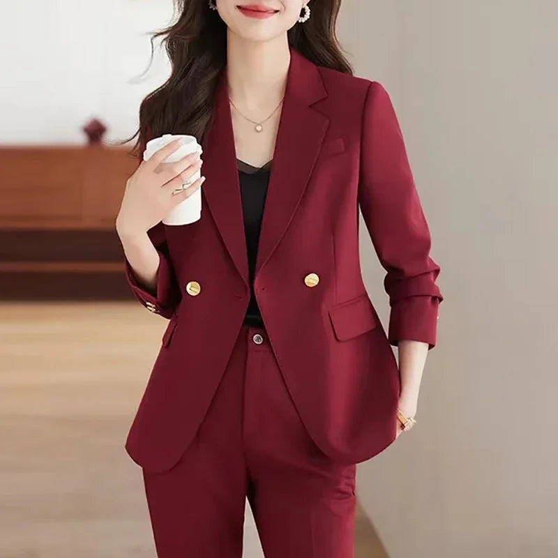 Conjunto Casual de Camisa y Pantalón de Pierna Ancha — Traje Suelto de Oficina