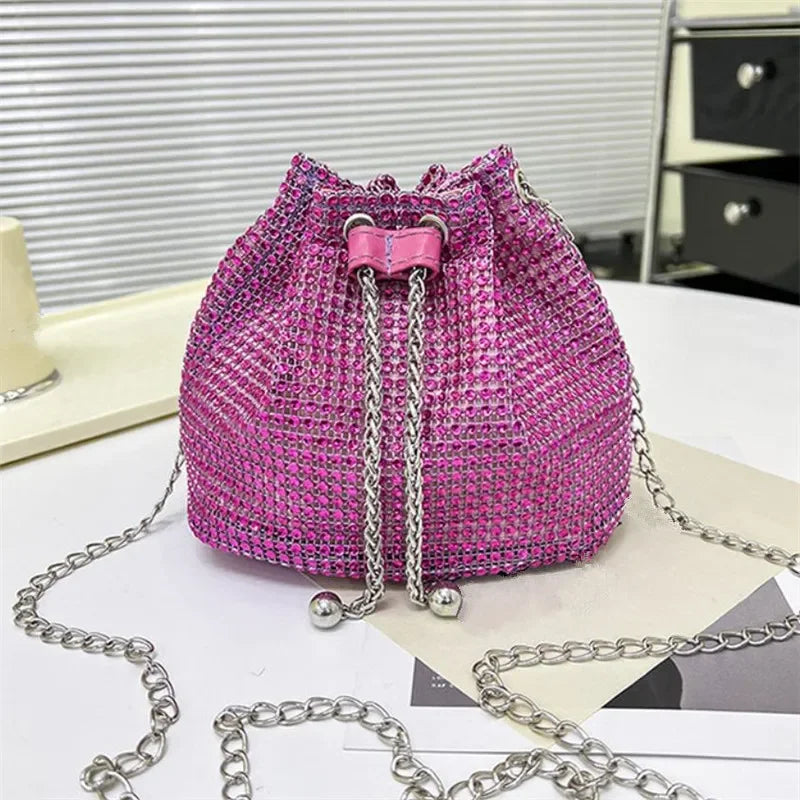 Bolso Cubo Drawstring con Rhinestones – Crossbody Multicolor