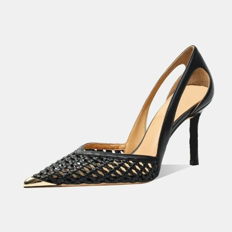 Sandalia Slingback con Brillos – Tacón Medio