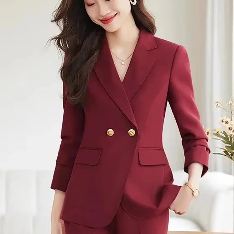 Conjunto Casual de Camisa y Pantalón de Pierna Ancha — Traje Suelto de Oficina
