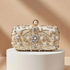 Pearl and Diamond Clutch - Evening Bag with Chain