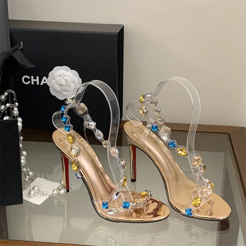 Sandalia de Lujo con Diamantes – Tacón Alto