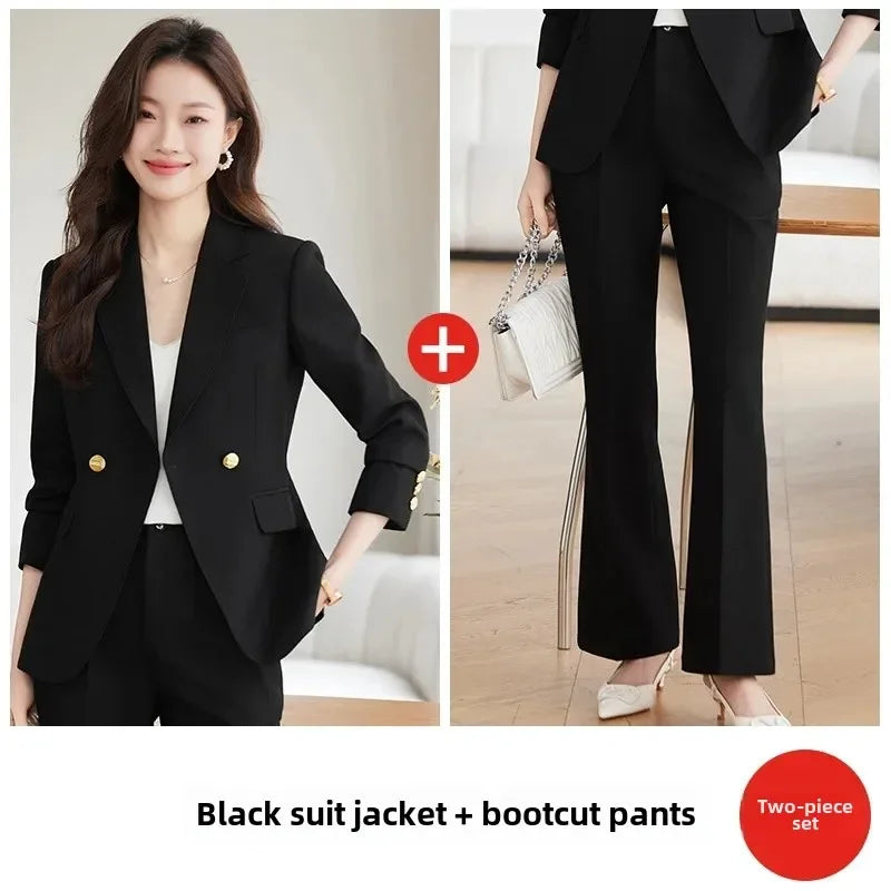 Conjunto Casual de Camisa y Pantalón de Pierna Ancha — Traje Suelto de Oficina