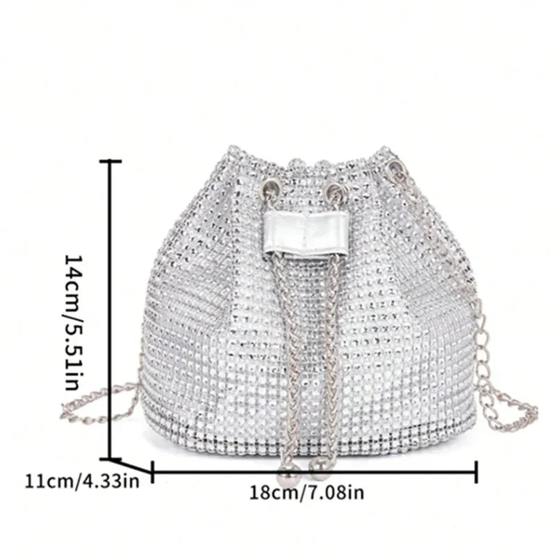 Bolso Cubo Drawstring con Rhinestones – Crossbody Multicolor
