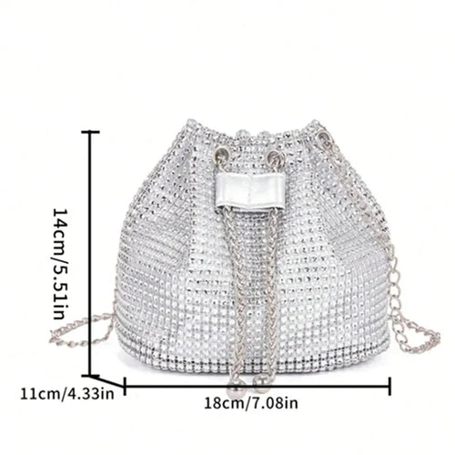 Bolso Cubo Drawstring con Rhinestones – Crossbody Multicolor