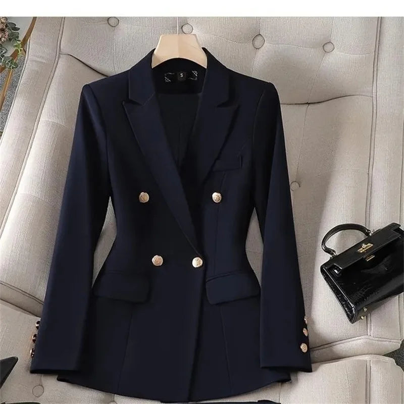 Chaqueta de Traje Negra Entallada — Blazer Casual de Manga Larga para Mujer 2026