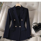 Chaqueta de Traje Negra Entallada — Blazer Casual de Manga Larga para Mujer 2026