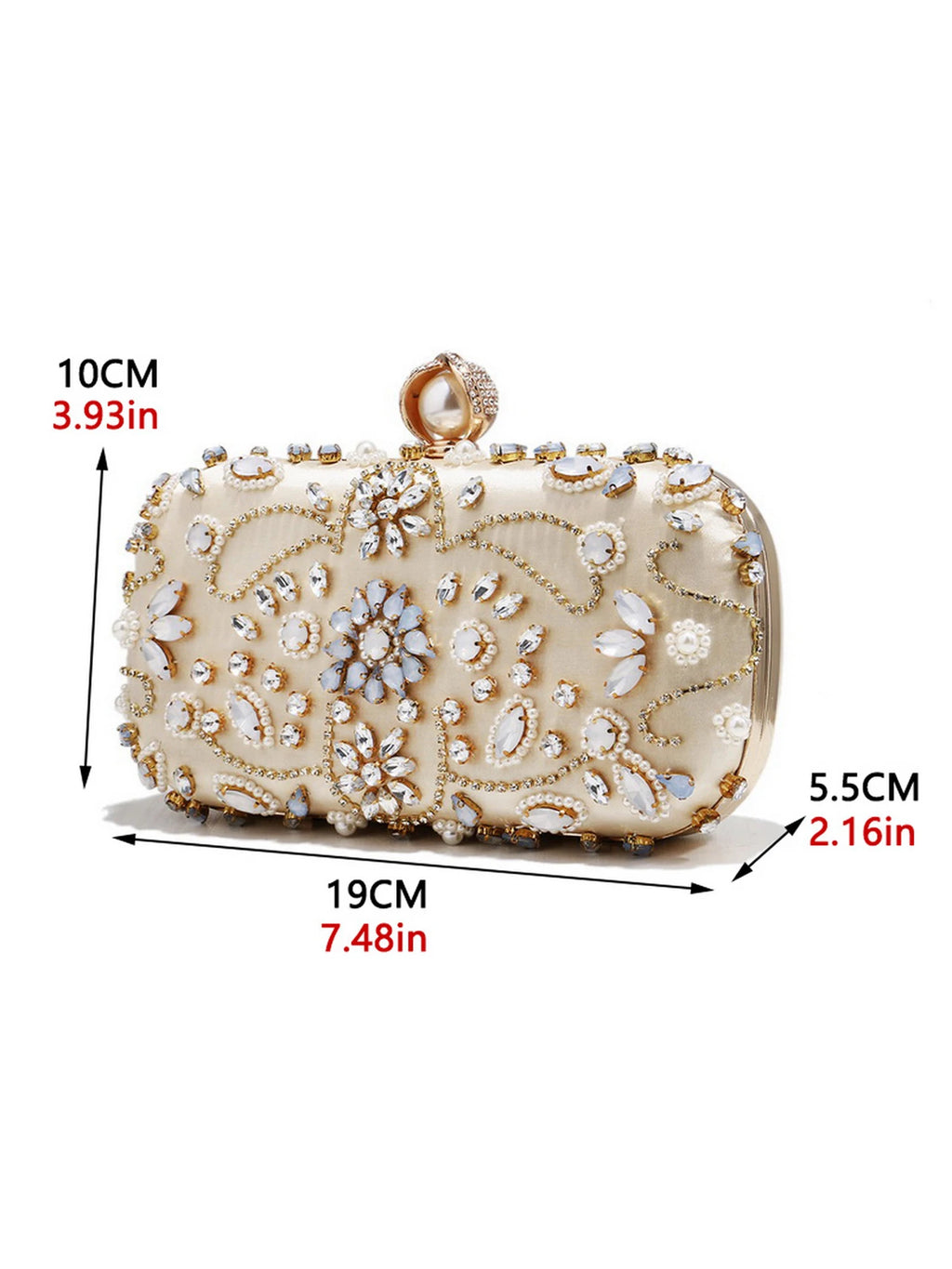 Pearl and Diamond Clutch - Evening Bag with Chain