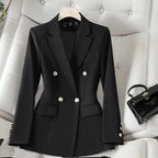 Chaqueta de Traje Negra Entallada — Blazer Casual de Manga Larga para Mujer 2026