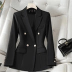Chaqueta de Traje Negra Entallada — Blazer Casual de Manga Larga para Mujer 2026