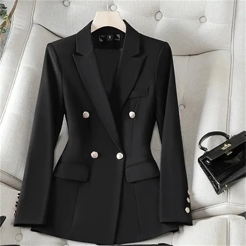 Chaqueta de Traje Negra Entallada — Blazer Casual de Manga Larga para Mujer 2026