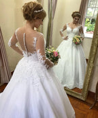 Vestido de Novia Bohémio con Encaje y Manga Larga