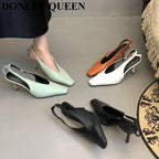 Sandalia Pump de Puntera Cuadrada – Tacón Fino Fiesta