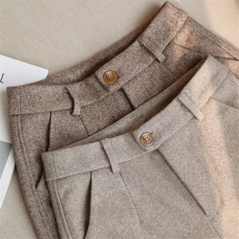 Pantalón de Cintura Alta para Mujer — Estilo Harem Casual de Oficina, Moda Coreana