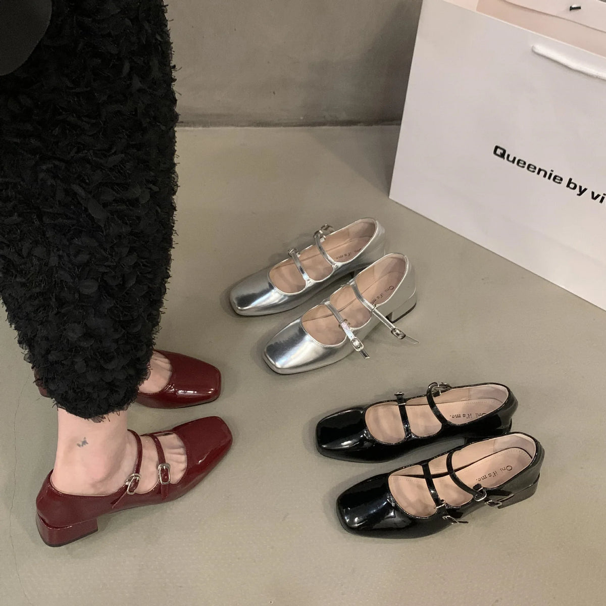 Zapato Mary Jane Retro con Tacón Cuadrado Medio – Charol Casual Chic