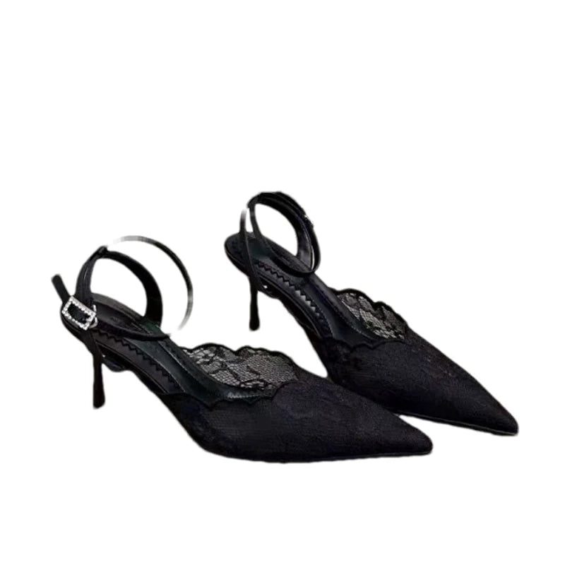 Sandalia de Malla con Tacón Slingback – Elegancia Verano
