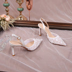 Sandalia de Novia con Encaje Floral – Tira Trasera