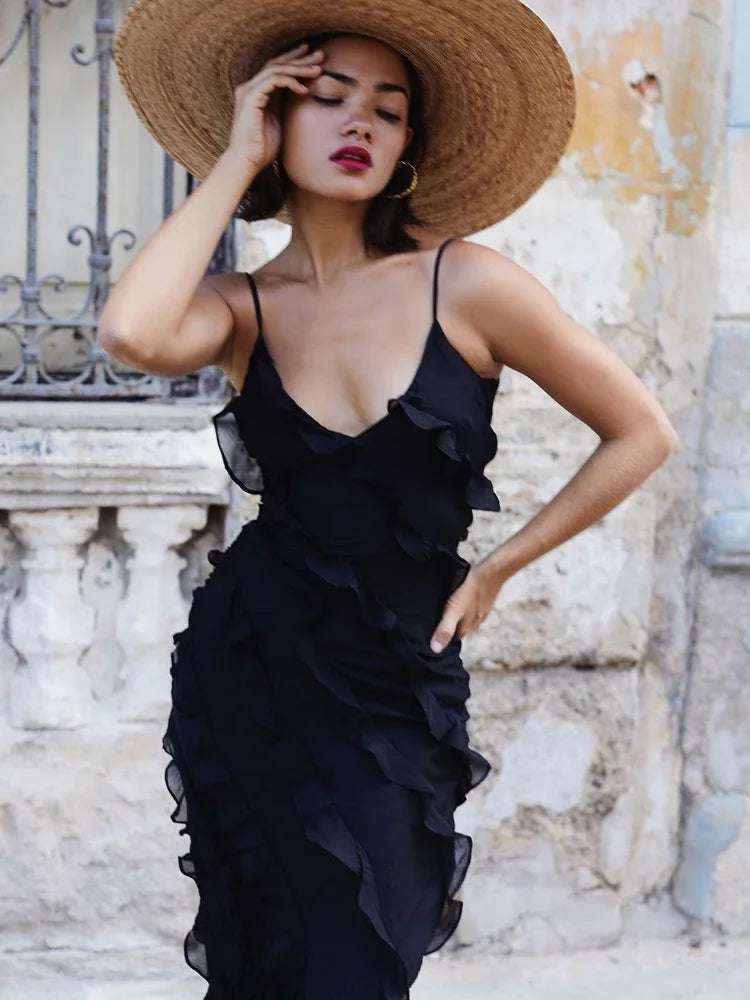 Ruffled Gauze Sling Dress — Vacation Style