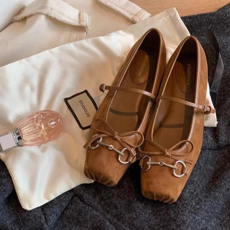 Zapato Mary Jane de Ante con Lazo – Puntera Cuadrada Casual Primavera