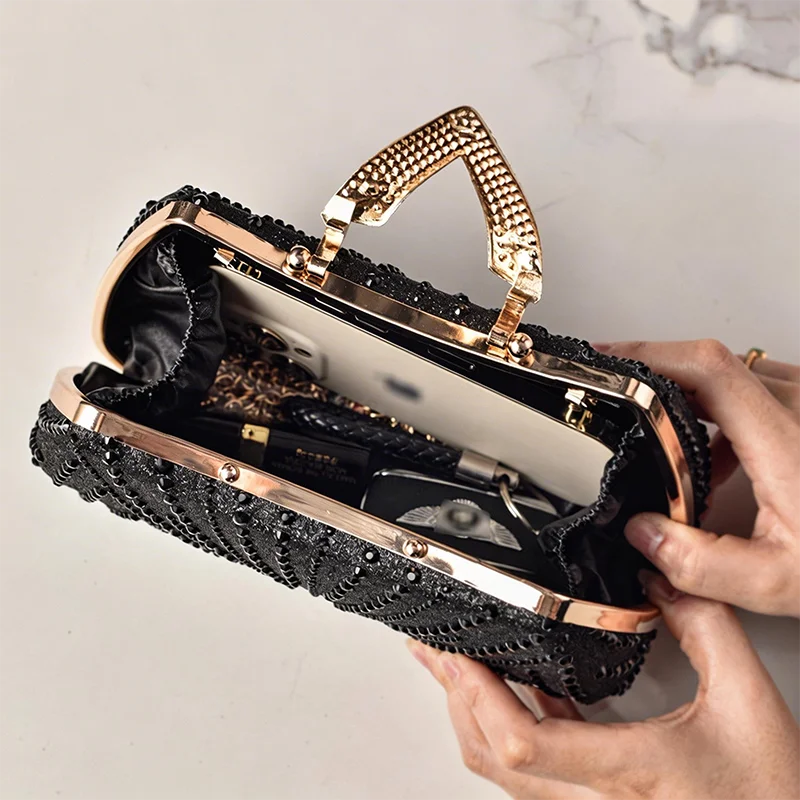 Bolso de Fiesta con Rhinestone – Clutch Plateado de Novia