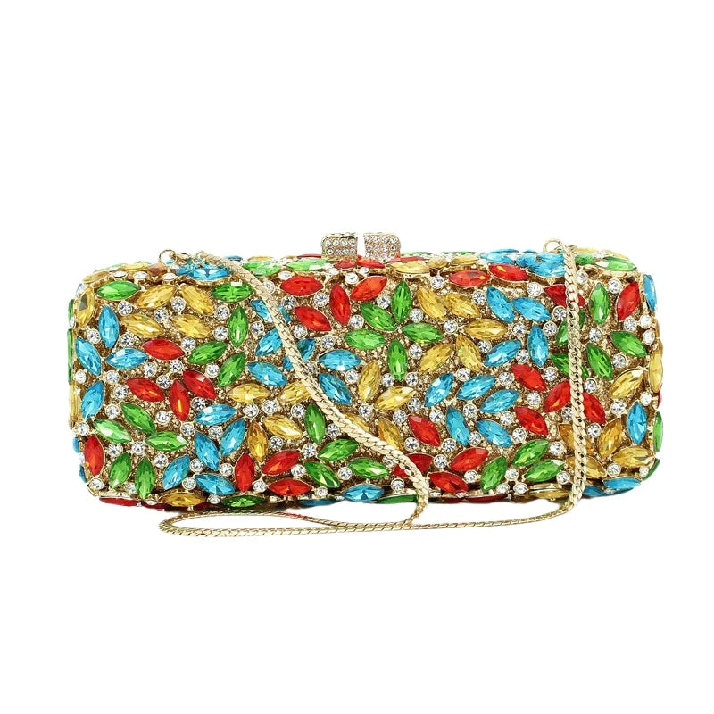 Clutch Metálico con Cristales – Bolso de Gala Multicolor