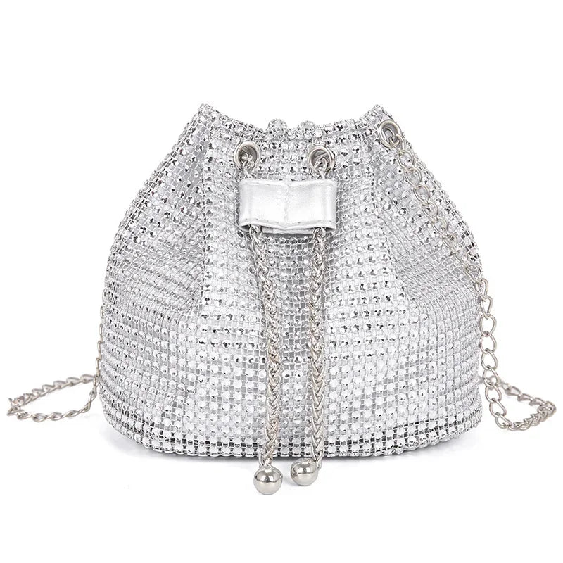 Bolso Cubo Drawstring con Rhinestones – Crossbody Multicolor