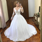 Vestido de Novia Bohémio con Encaje y Manga Larga