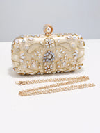 Pearl and Diamond Clutch - Evening Bag with Chain