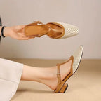Sandalia Slingback de Tacón Medio – Mule Cuadrada Chic