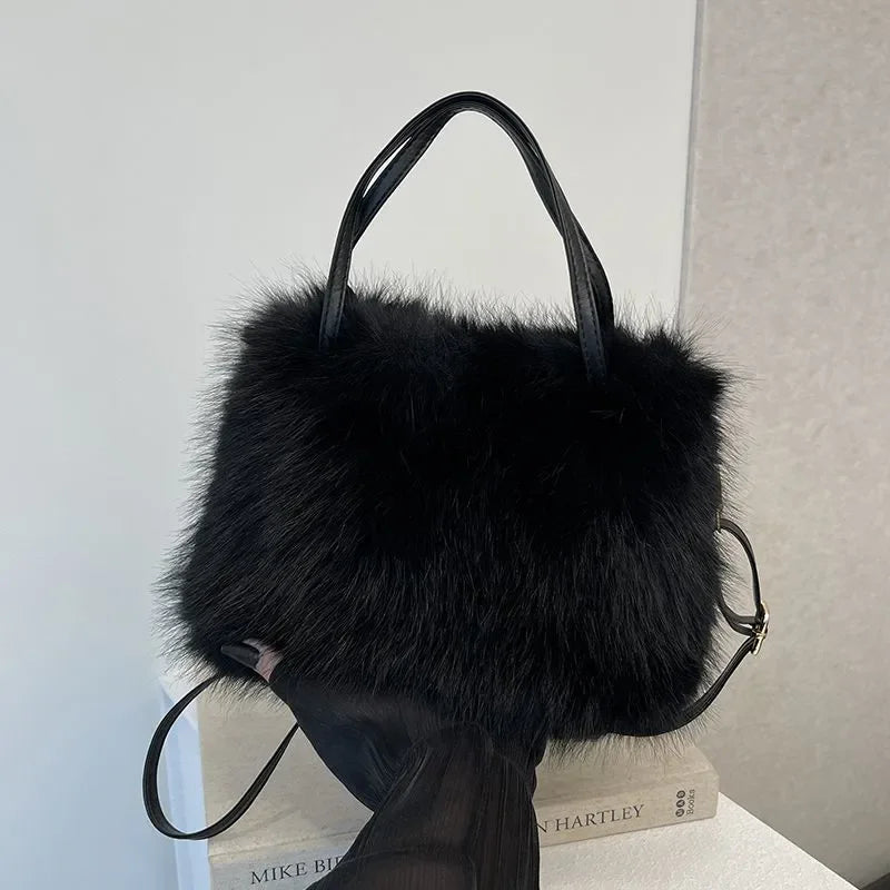 Bolso Esponjoso con Asa de Perla – Crossbody Casual Invierno