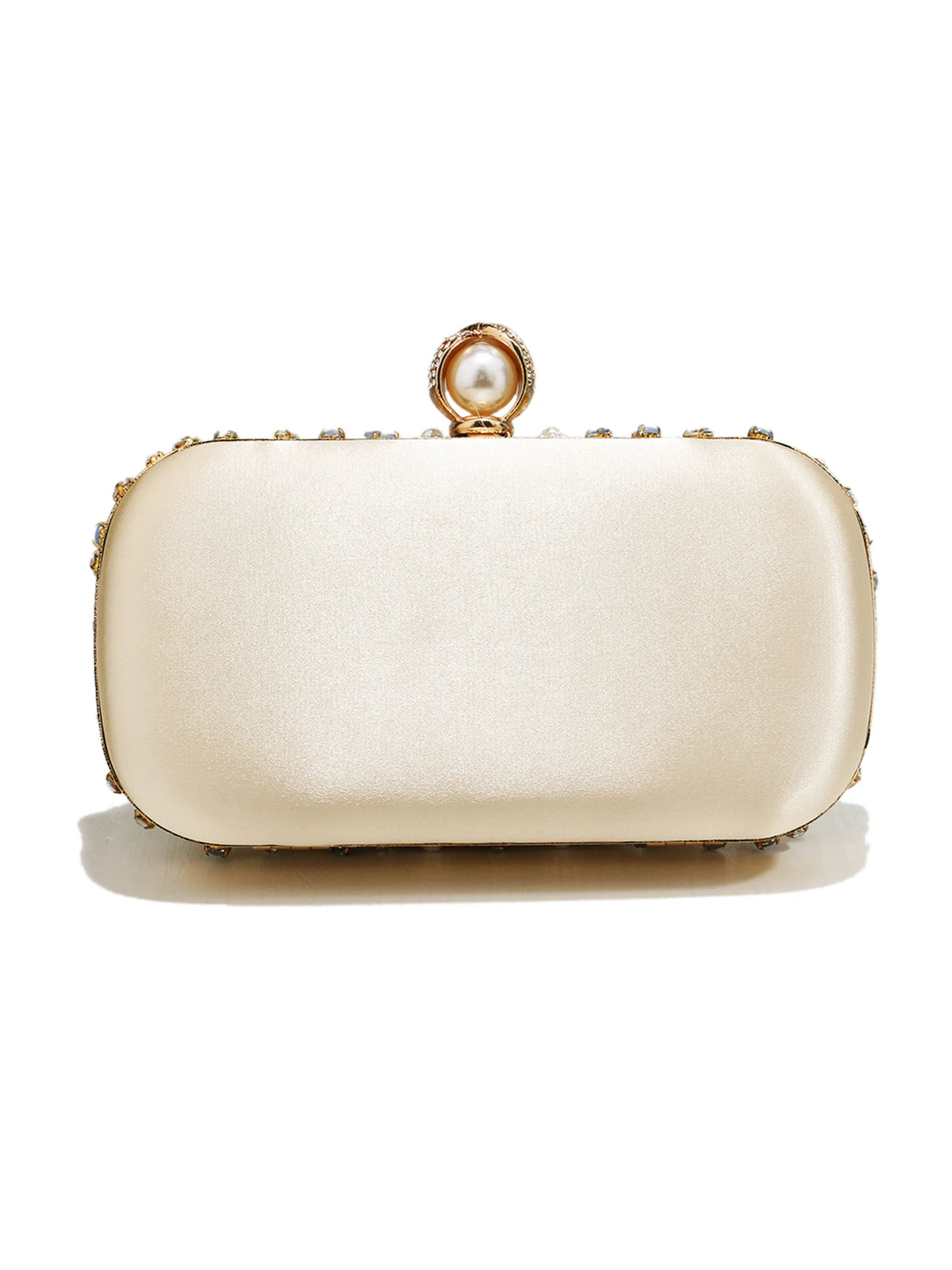 Pearl and Diamond Clutch - Evening Bag with Chain
