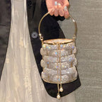 Bolso Cubo Tejido con Rhinestones – Clutch Multicolor Boda