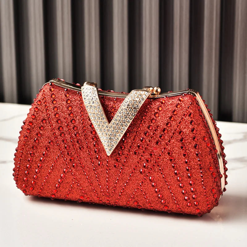 Bolso de Fiesta con Rhinestone – Clutch Plateado de Novia